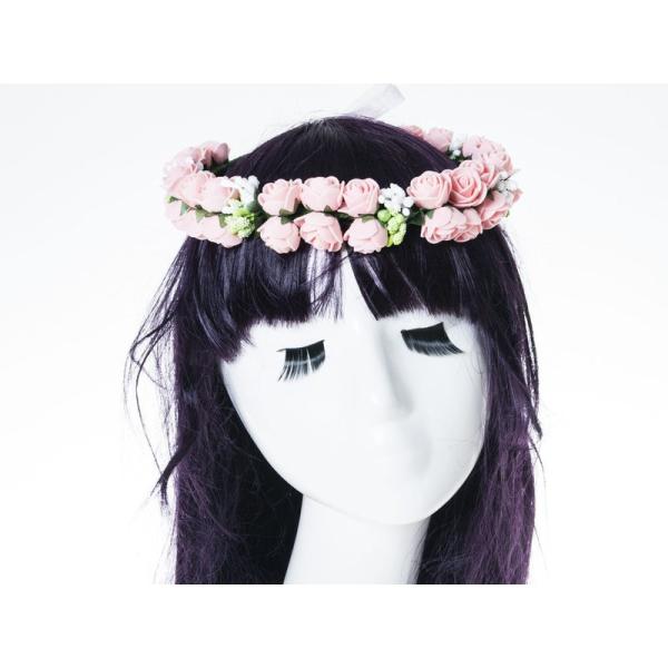 花嫁 花冠 花かんむり フラワー 造花アクセサリー 二重 ウェディング イベントなど#ピンク