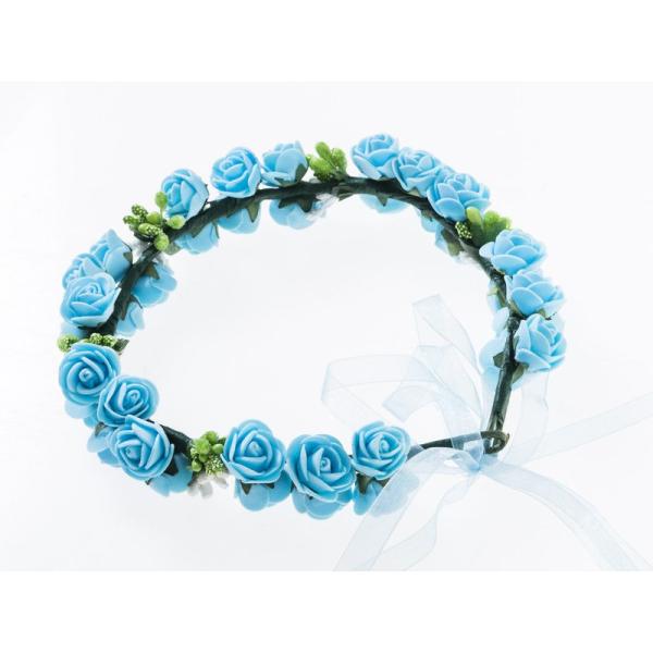花嫁 花冠 花かんむり フラワー 造花アクセサリー 二重 ウェディング イベントなど#ブルー