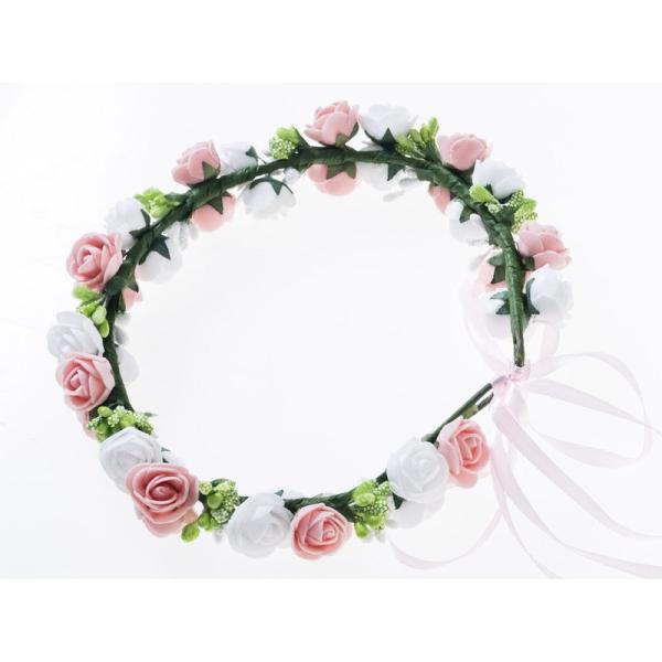 花嫁 花冠 花かんむり フラワー 造花アクセサリー 二重 ウェディング イベントなど#ホワイト