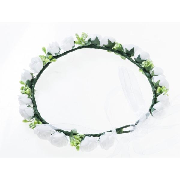 花嫁 花冠 花かんむり フラワー 造花アクセサリー 一重 ウェディング イベントなど#ホワイト