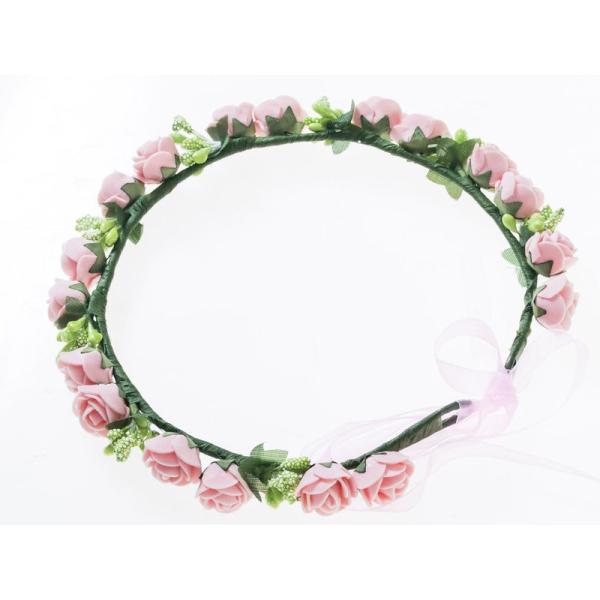 花嫁 花冠 花かんむり フラワー 造花アクセサリー 一重 ウェディング イベントなど#ピンク