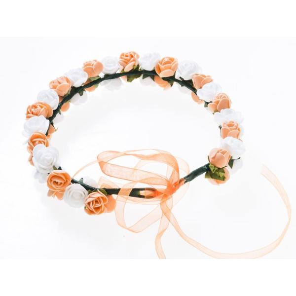 花嫁 花冠 花かんむり フラワー 造花アクセサリー ウェディング イベントなど#オレンジ