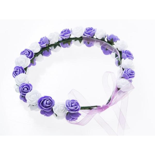 花嫁 花冠 花かんむり フラワー 造花アクセサリー ウェディング イベントなど#パープル