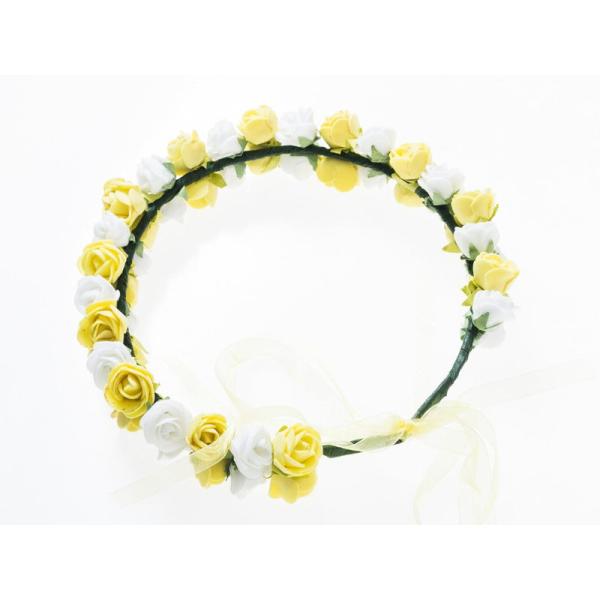 花嫁 花冠 花かんむり フラワー 造花アクセサリー ウェディング イベントなど#イエロー