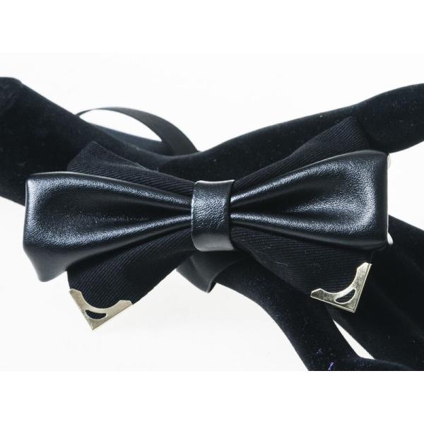 ファッション小物 ビジネス カジュアル 二重タイプ レトロ風 蝶ネクタイ ボウタイ リボン#ブラック