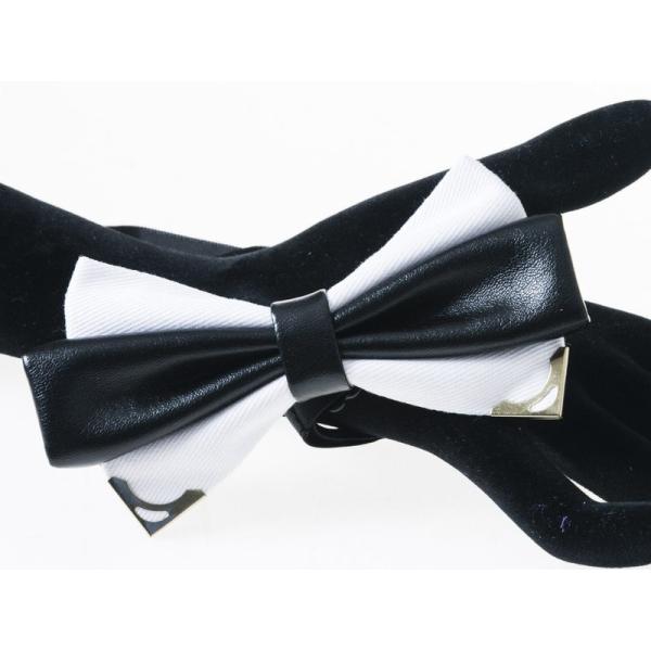 ファッション小物 ビジネス カジュアル 二重タイプ レトロ風 蝶ネクタイ ボウタイ リボン#ホワイト