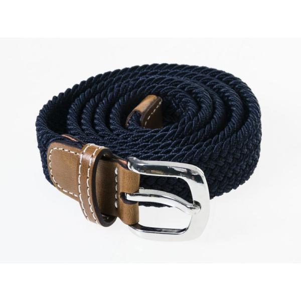 男女兼用 ファッション小物 カジュアル 編み風 キャンバス製 100CM ベルト#ネイビー×カーキ×...