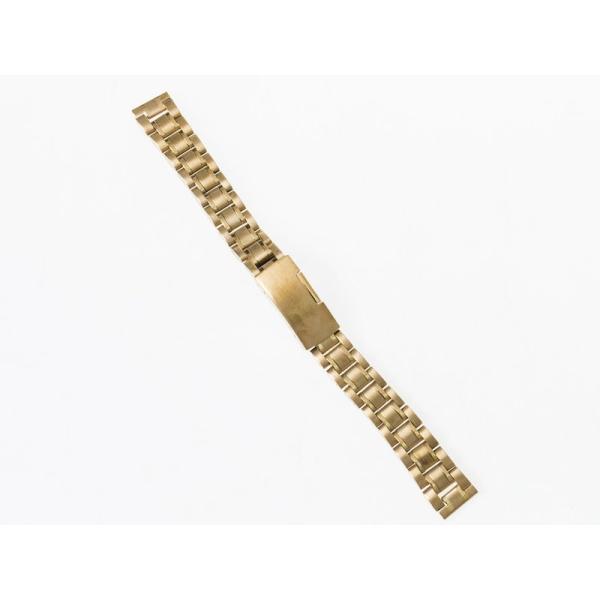 汎用 ステンレス製 腕時計 ベルト ブレスレット バンド Dバックル 交換用 16MM#ゴールド