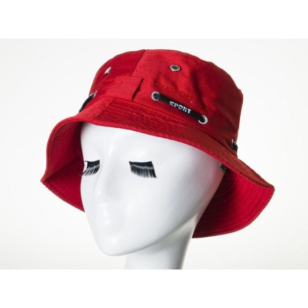 ファッション小物 男女兼用 クラッシャー ハット Mサイズ 紐付き#レッド