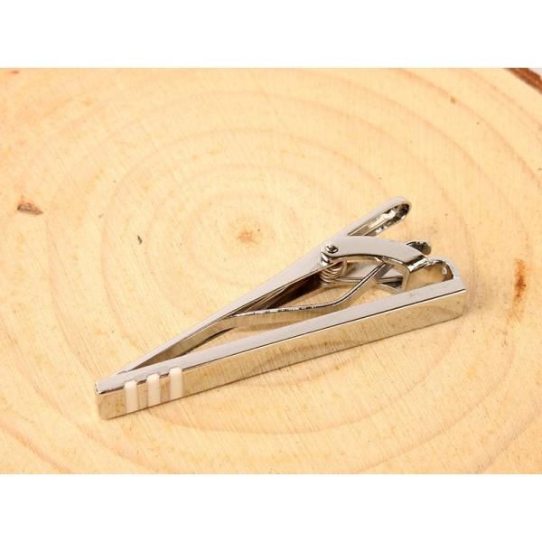 メンズファッション ビジネス カジュアル ネクタイピン 4.5CM#ホワイトストライプ