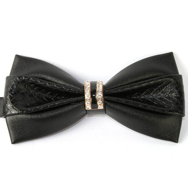 メンズファッション PUレザー製 ラインストーン付 蝶ネクタイ リボンタイ#模様2