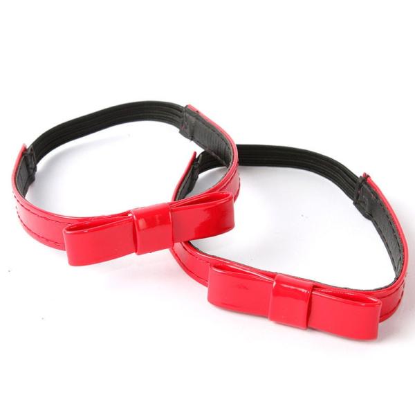 脱落防止 パンプス ミュール用 靴バンド シューズ留め リボンタイプ 2個入#ツヤレッド