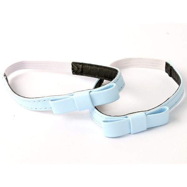 脱落防止 パンプス ミュール用 靴バンド シューズ留め リボンタイプ 2個入#マットブルー