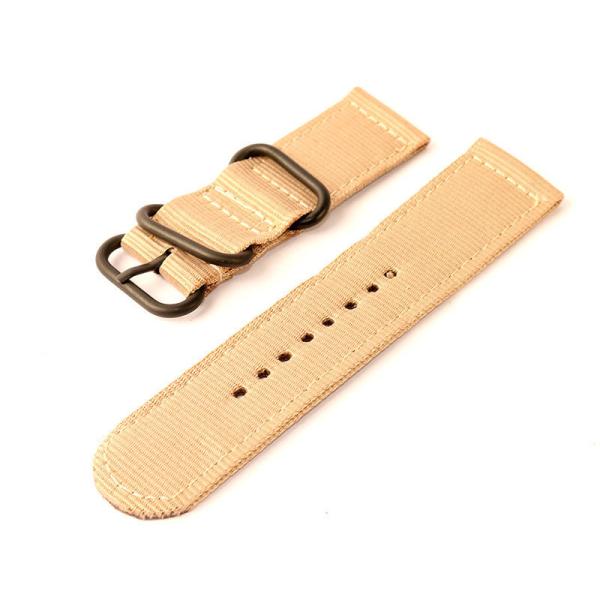 腕時計 交換用 ナイロン製 パーツ 厚み バンド ベルト ブラックバックル 幅24MM#カーキ