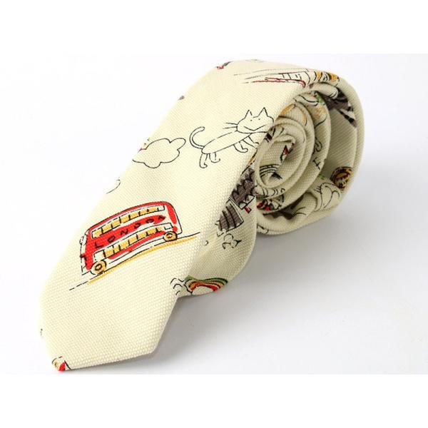 メンズ ファッション普段着 カジュアルなど 細身ネクタイ コットン#模様045