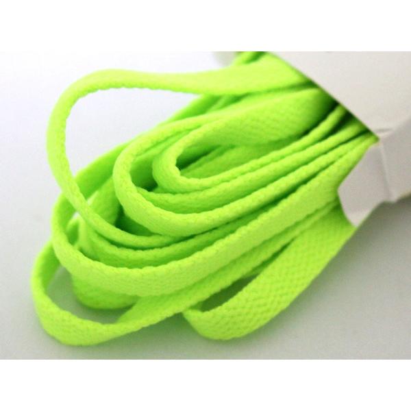 スニーカー スポーツシューズ系 平紐タイプ 靴紐 シューレース 靴ひも 180CM#蛍光緑