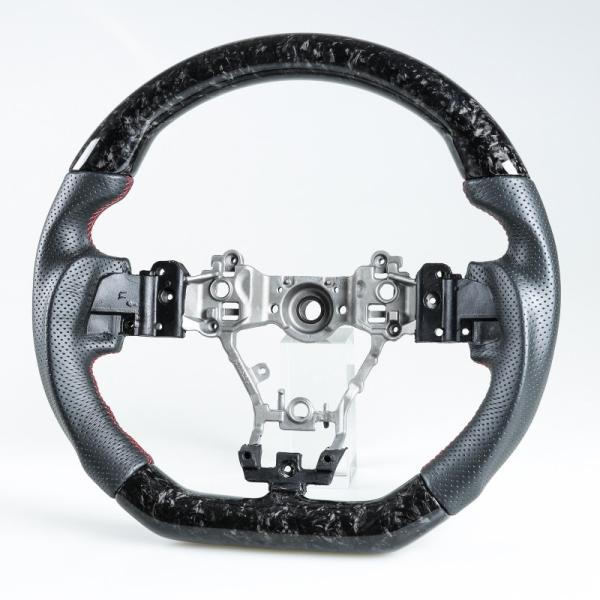スバル用 レヴォーグ WRX STI用 D型 ステアリング ホイール ハンドル フォージドカーボン×...
