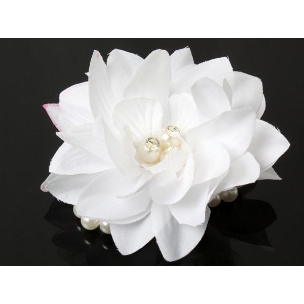 ウェディング 花嫁 造花 パール リストレット ブレスレット#ホワイト