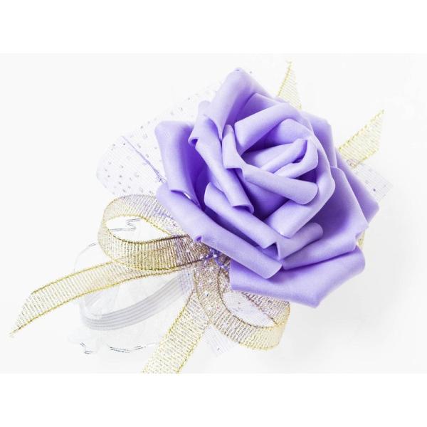ウェディング 花嫁 発表会など 造花 リストレット ブレスレット リストブーケ TYPE.B#パープ...