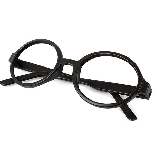 子供男女兼用 丸型伊達メガネ レンズなし 収納ケース付き#マットブラック