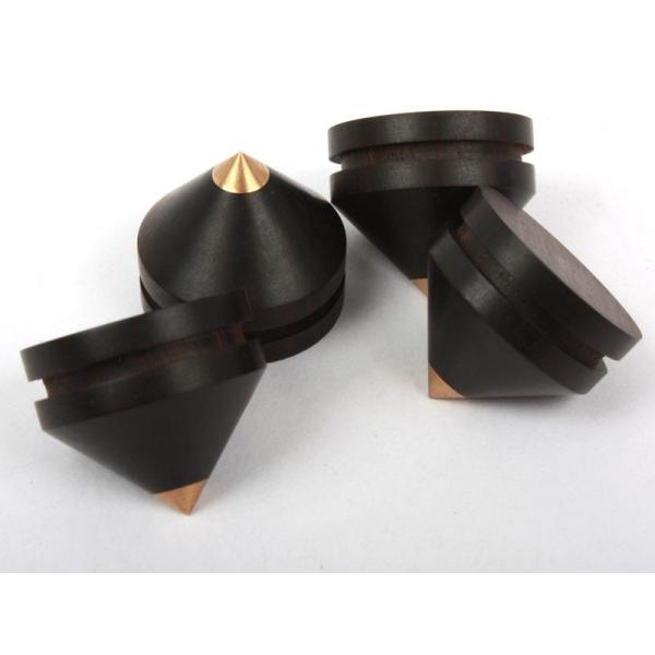 4個セット 黒檀製 オーディオ機器スパイク インシュレーター 黄銅トップ 23mm