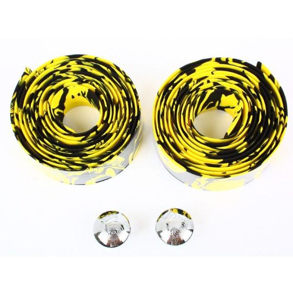 2個セット 滑り止め 自転車 バーテープ ハンドル 安全保護#イエロー