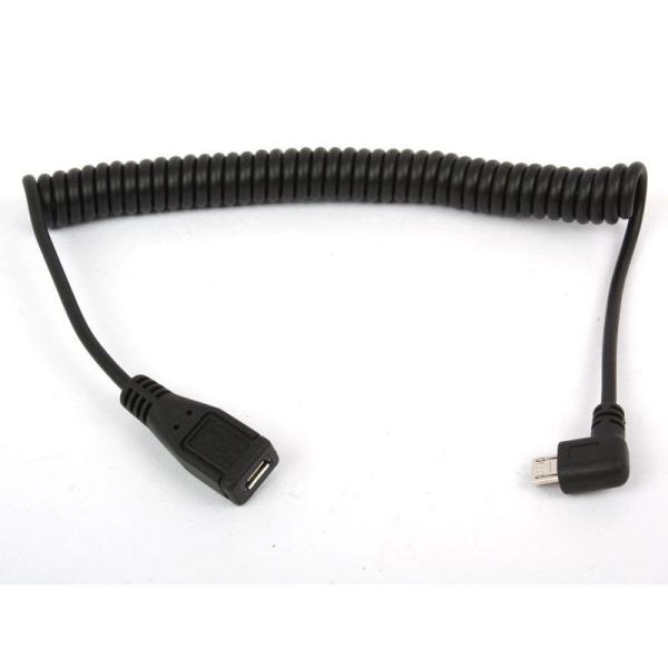 右向きコイルタイプマイクロUSBメス to マイクロUSBオス延長ケーブル Xperia Disne...