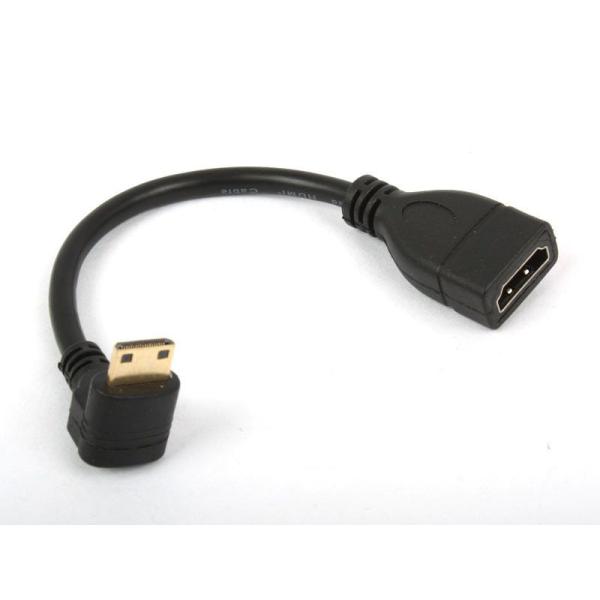 下向きL型90度HDMIメス to ミニHDMIオス変換ケーブル 10センチ