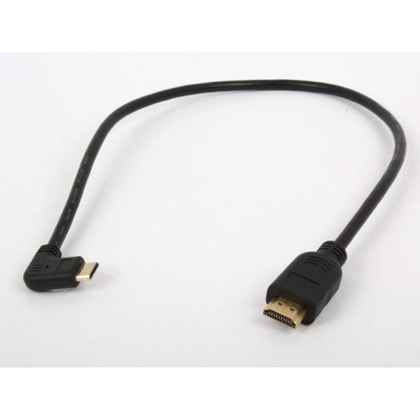 右向きL型 90度 ミニHDMIオス to HDMIオス変換ケーブル 50センチ