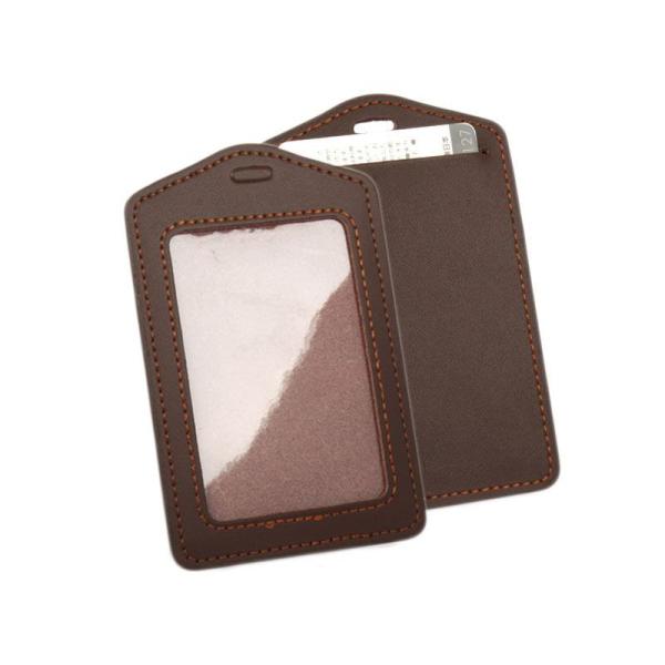 IDカードネームホルダー 名札ケース 縦型 本革#ブラウン