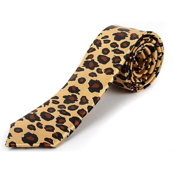 男女兼用ビジネス ファッション 細身のネクタイ ポリエステルシルク ネクタイ#ヒョウ柄