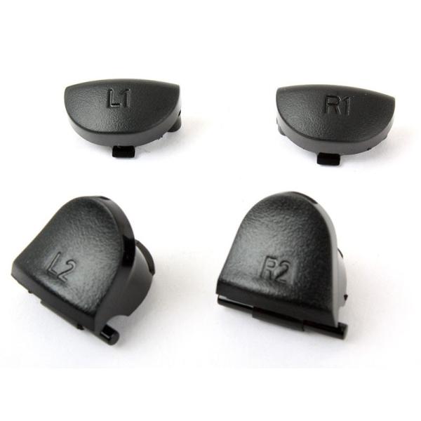 PS4専用 コントローラーL1 R1 L2 R2 ボタン 交換用 ばね付き ブラック