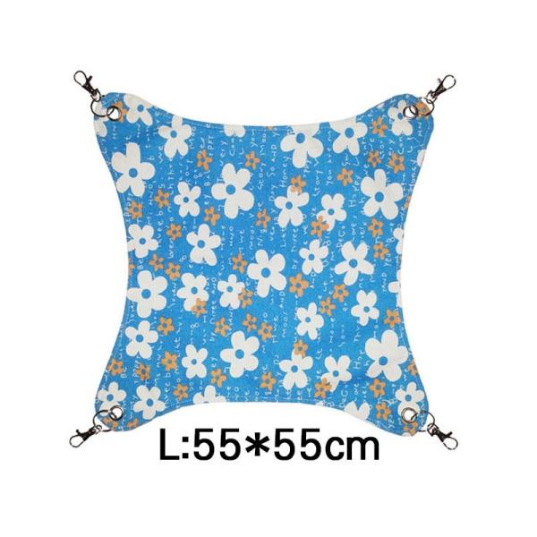 猫用 ニャンモック ハンモック 寝袋 多頭飼い 春夏用 花柄#ブルーL