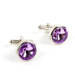 欧米風カフス ラインストーン 紫色 円型 ビジネススーツアクセサリー