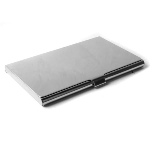 男女兼用 ステンレス製 ヘアライン調 名刺ケース カード入れ 内部マット、前面後面ミラータイプ