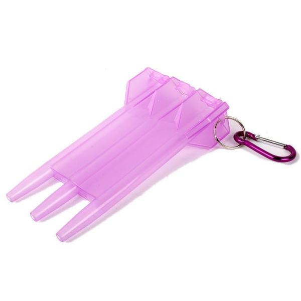 ダーツフライト ダーツの矢用 収納ケース コンパクト キーリング付き 半透明#紫