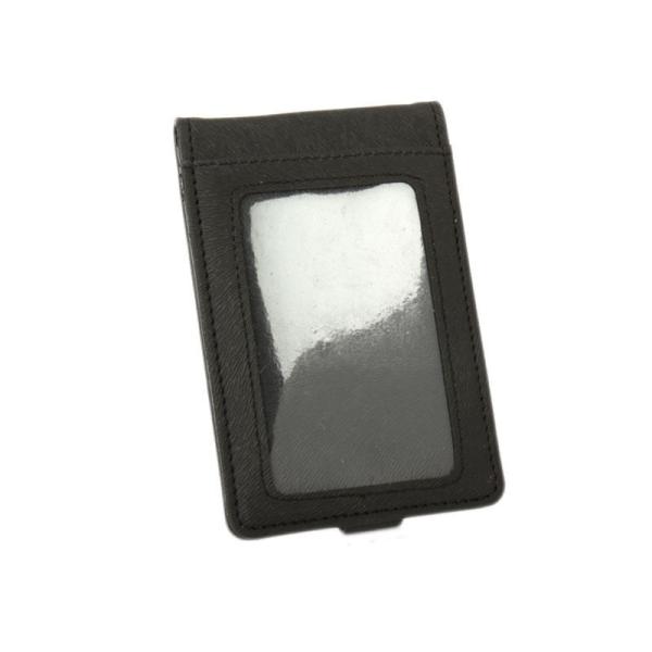 IDカードネームホルダー 名札ケース 細線模様 縦型#ブラック