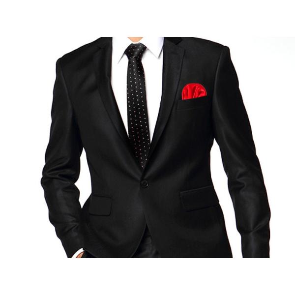 メンズ 正装 ビジネス スーツ タキシード ポケットチーフ ハンカチ 一体型 無地#レッド