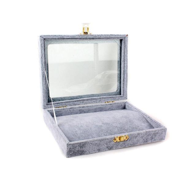 起毛布製 アクセサリー 収納ケース ブレス ネックレスなど 曲面#シルバーグレー