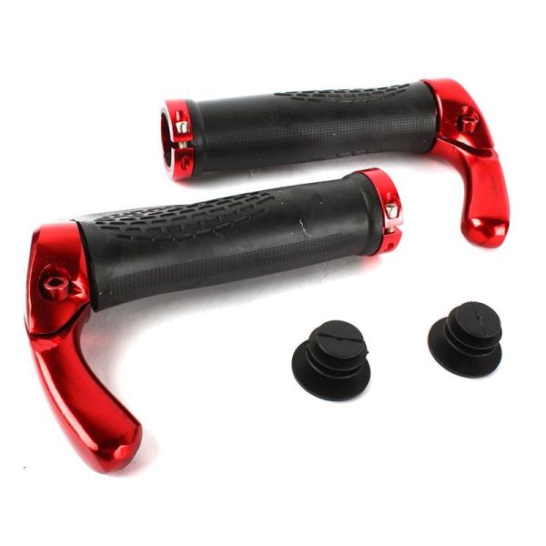 自転車 ハンドル用 エルゴロックグリップ エンドバー付き#赤