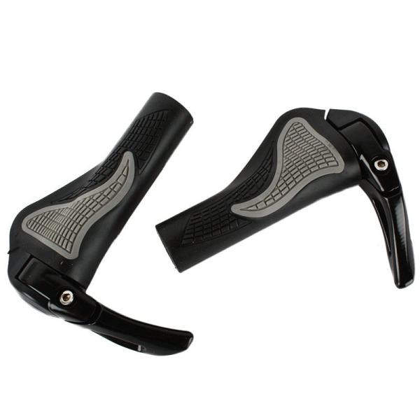 自転車 ハンドル用 エルゴロックグリップ エンドバー付き 大#黒