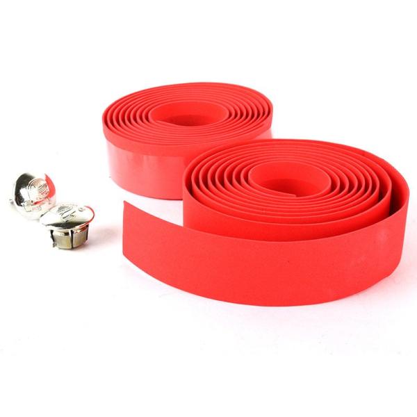 2個セット 滑り止め 自転車 バーテープ ハンドル 安全保護 エンドキャップ付き#赤