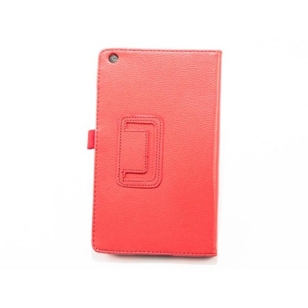 Lenovo TAB 3 8.0 850F レイシPU風 横開き スタンドケース ハードカバー#レッ...