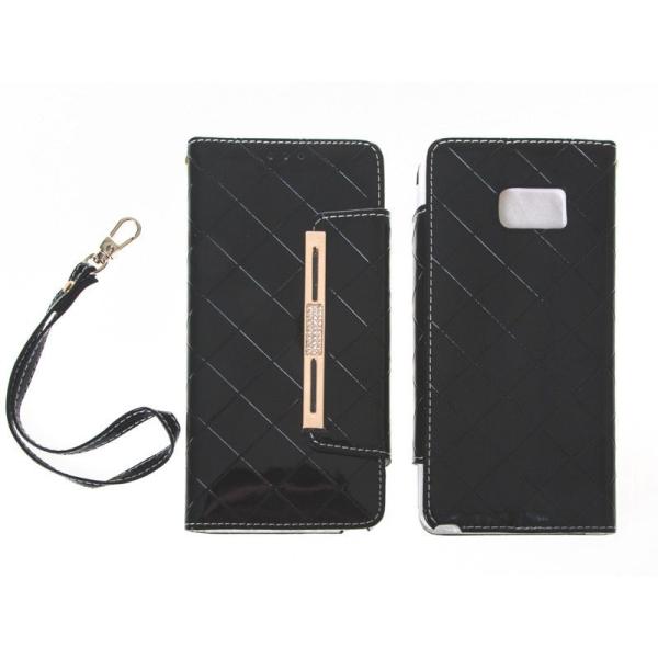 Samsung Galaxy Note 7 用 ラインストーン飾り 菱形柄 光沢PUレザー カード入...