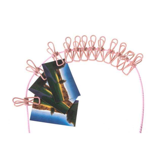 室内室外 生活雑貨 洗濯 弾性あり 便利物干しロープ 12個クリップ付き#色ランダム