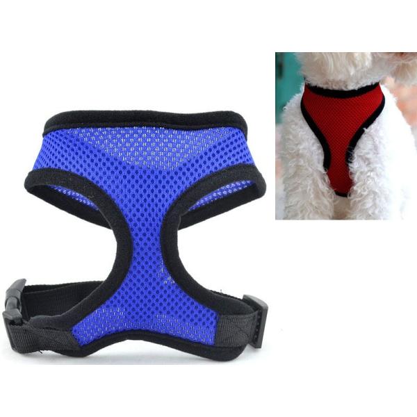 ペット 中小型犬など 散歩最適 調整可能 通気性 網目 ハーネス胴輪 Mサイズ#ブルー
