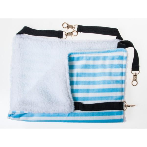 ペットベッド 猫用 ニャンモック ハンモック 寝袋 ふかふか 厚めタイプ Sサイズ#縞柄水色