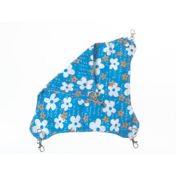 小型ペットベッド 猫用 ニャンモック ハンモック 寝袋 多頭飼い 春夏用#花柄ブルー XSサイズ