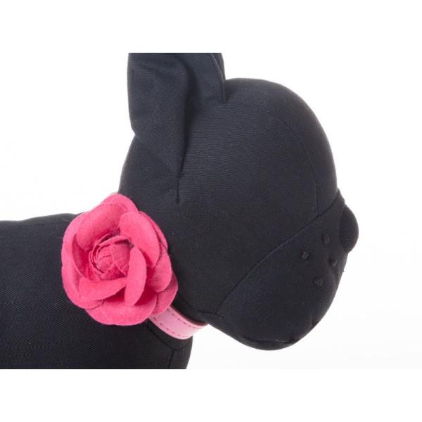 ペット用首輪 猫 小型犬 調整可能 合成革製 なバラの花飾り#Sサイズ ローズ