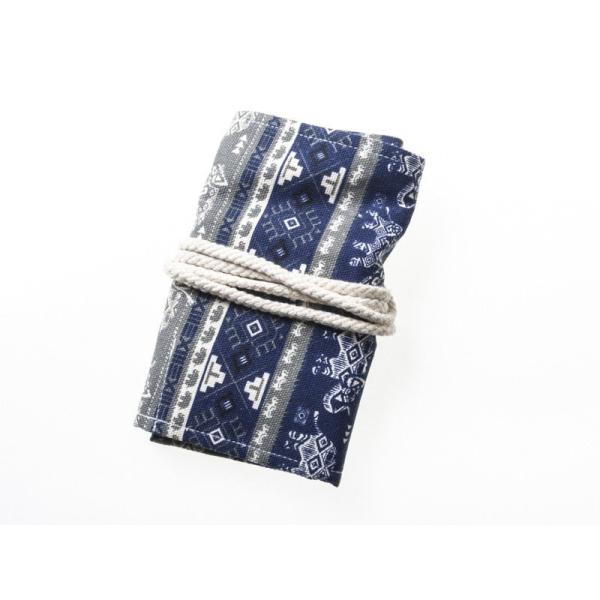 ハンドメイド雑貨 折りたたみ式 便利 キャンバス地 ペンケース ペン収納 筆箱 36本収納可能#エキ...